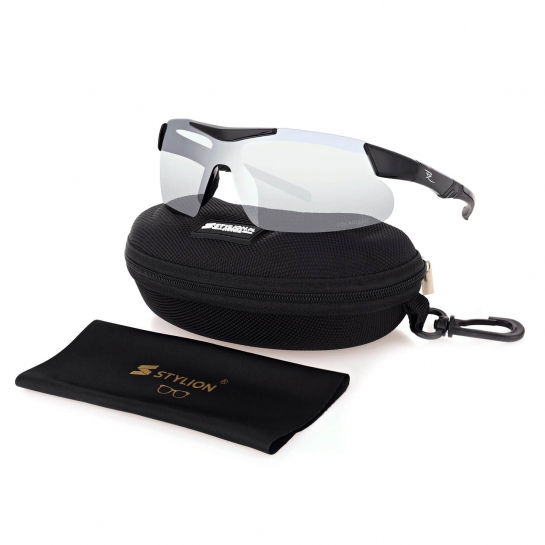 Sportowe okulary przeciwsłoneczne z polaryzacją i filtrem UV400 Black/Silver POL-447A